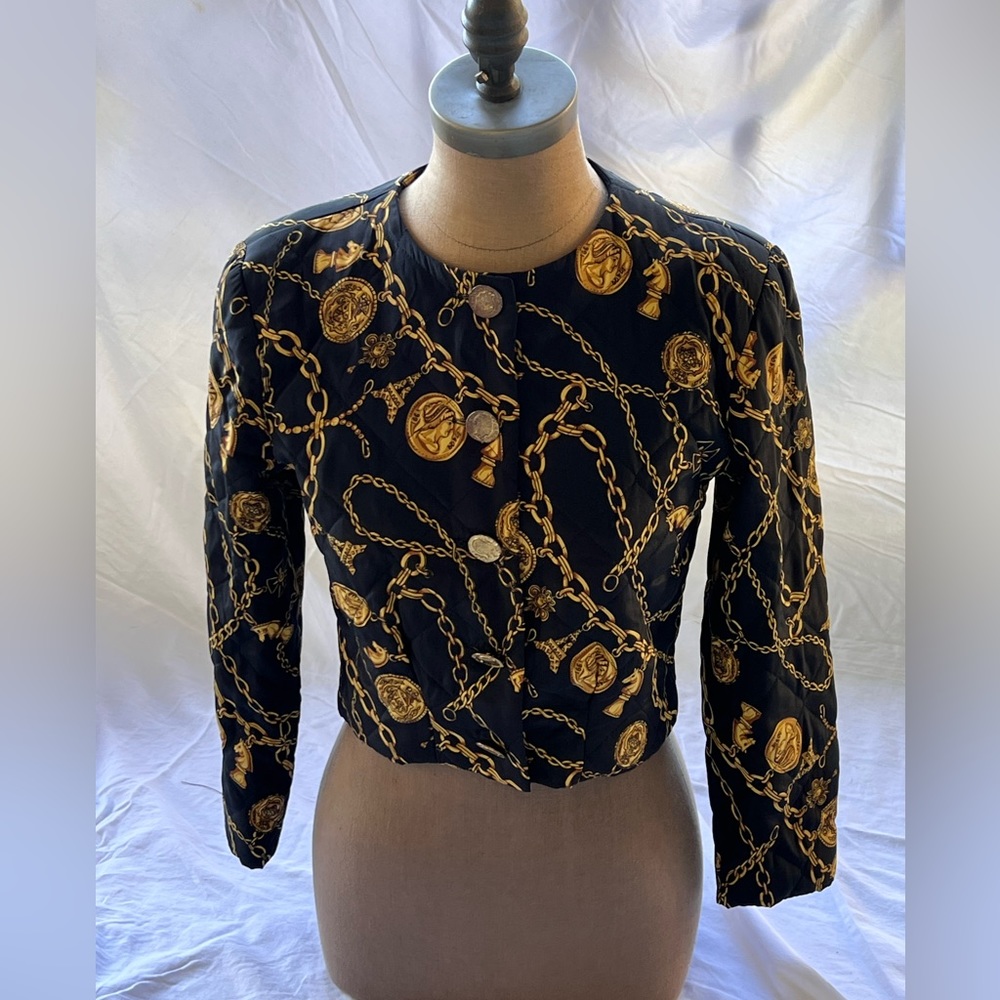 Unique Blazer with Interesting Buttons - Quilted Cropped Ann Taylor Pettit